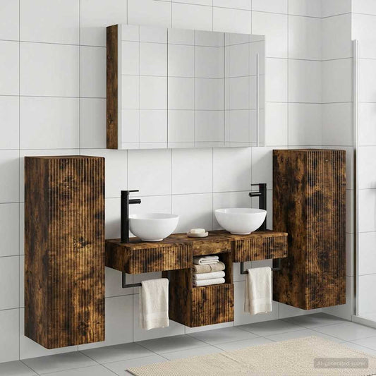 vidaXL Bathroom Furniture Set 6 pcs Smoked Oak