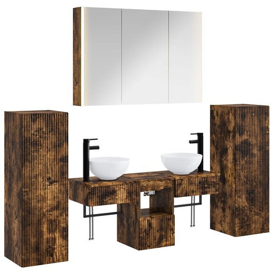 vidaXL Bathroom Furniture Set 6 pcs Smoked Oak