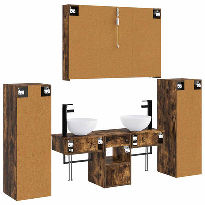 vidaXL Bathroom Furniture Set 6 pcs Smoked Oak