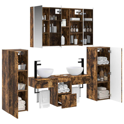 vidaXL Bathroom Furniture Set 6 pcs Smoked Oak