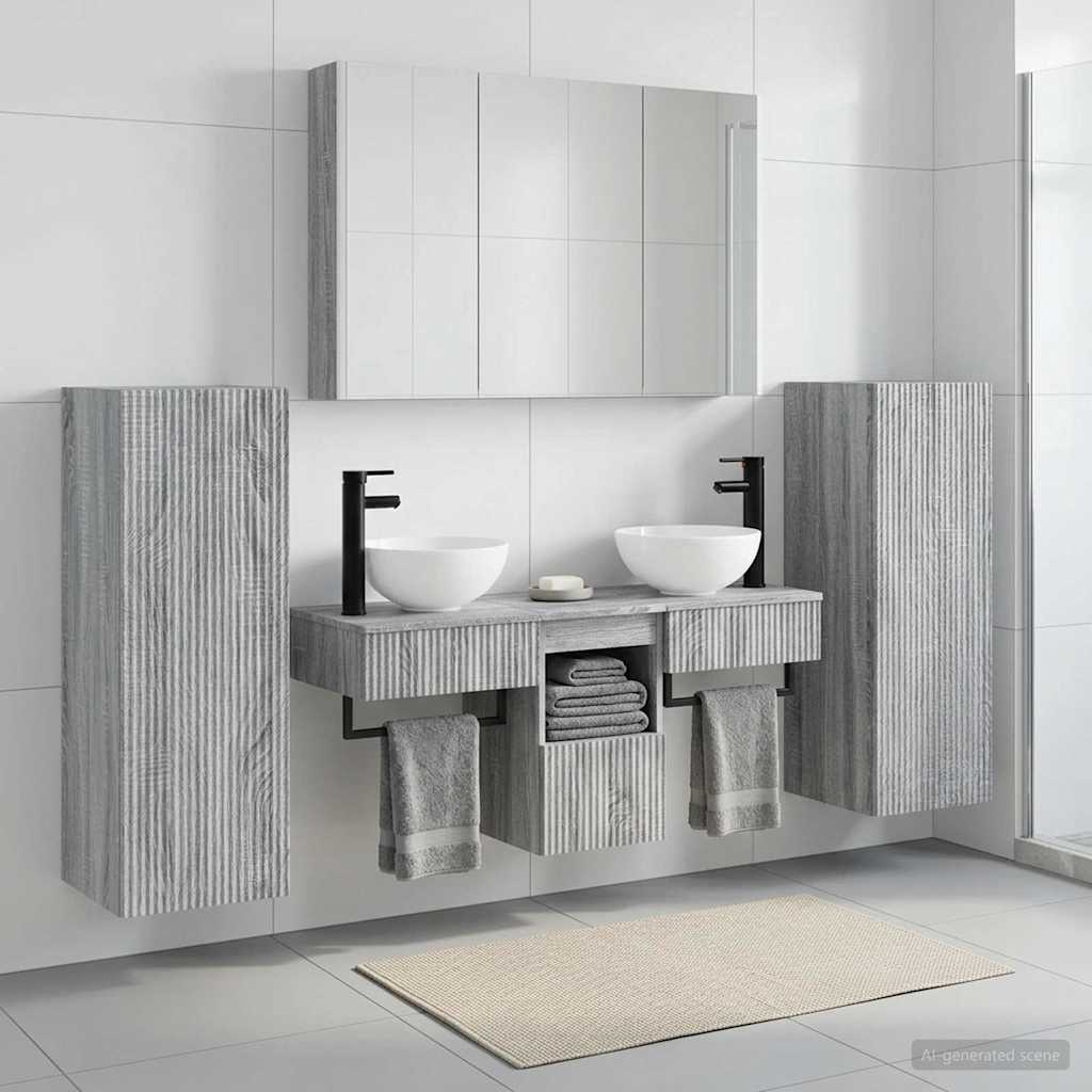 vidaXL Bathroom Furniture Set 6 pcs Grey Sonoma