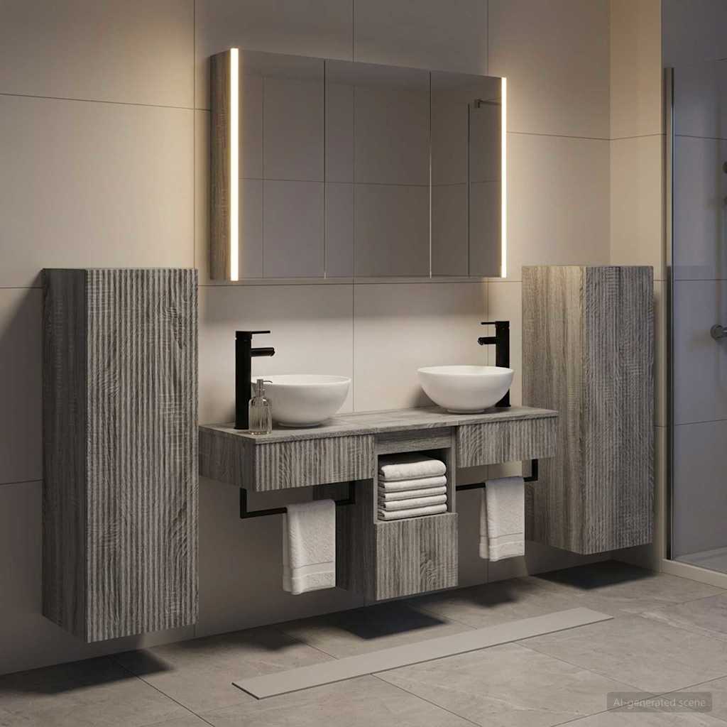 vidaXL Bathroom Furniture Set 6 pcs Grey Sonoma