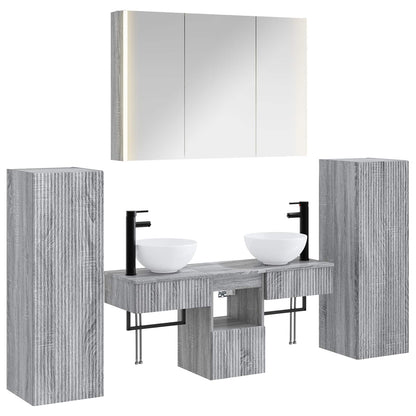 vidaXL Bathroom Furniture Set 6 pcs Grey Sonoma