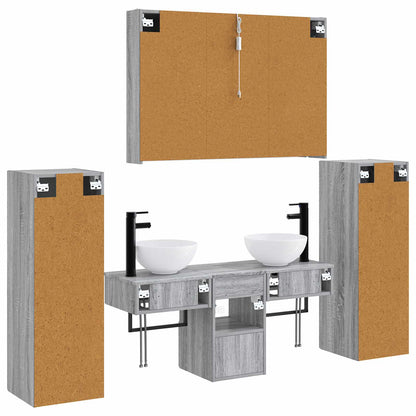 vidaXL Bathroom Furniture Set 6 pcs Grey Sonoma