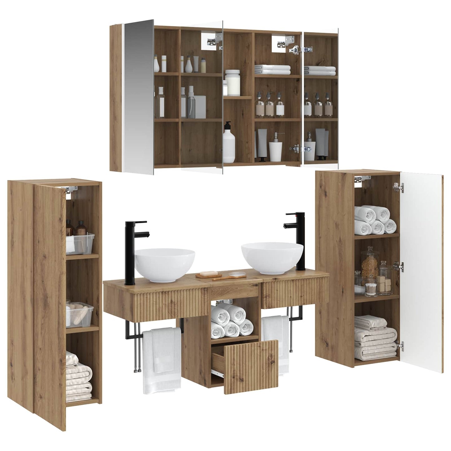 vidaXL Bathroom Furniture Set 6 pcs Artisan Oak
