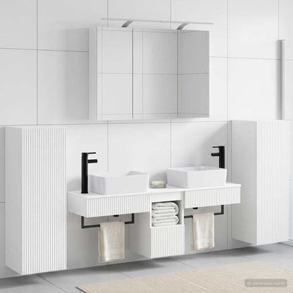 vidaXL Bathroom Furniture Set 6 pcs White Engineered Wood and Glass