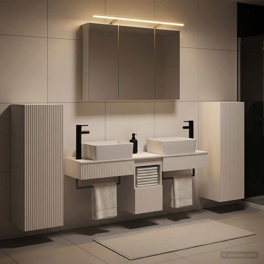vidaXL Bathroom Furniture Set 6 pcs White Engineered Wood and Glass