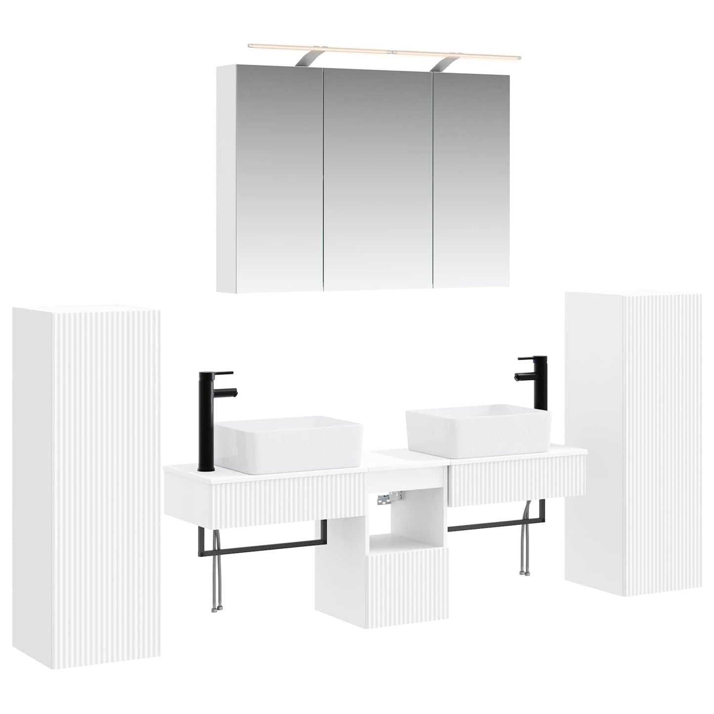 vidaXL Bathroom Furniture Set 6 pcs White Engineered Wood and Glass