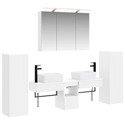 vidaXL Bathroom Furniture Set 6 pcs White Engineered Wood and Glass