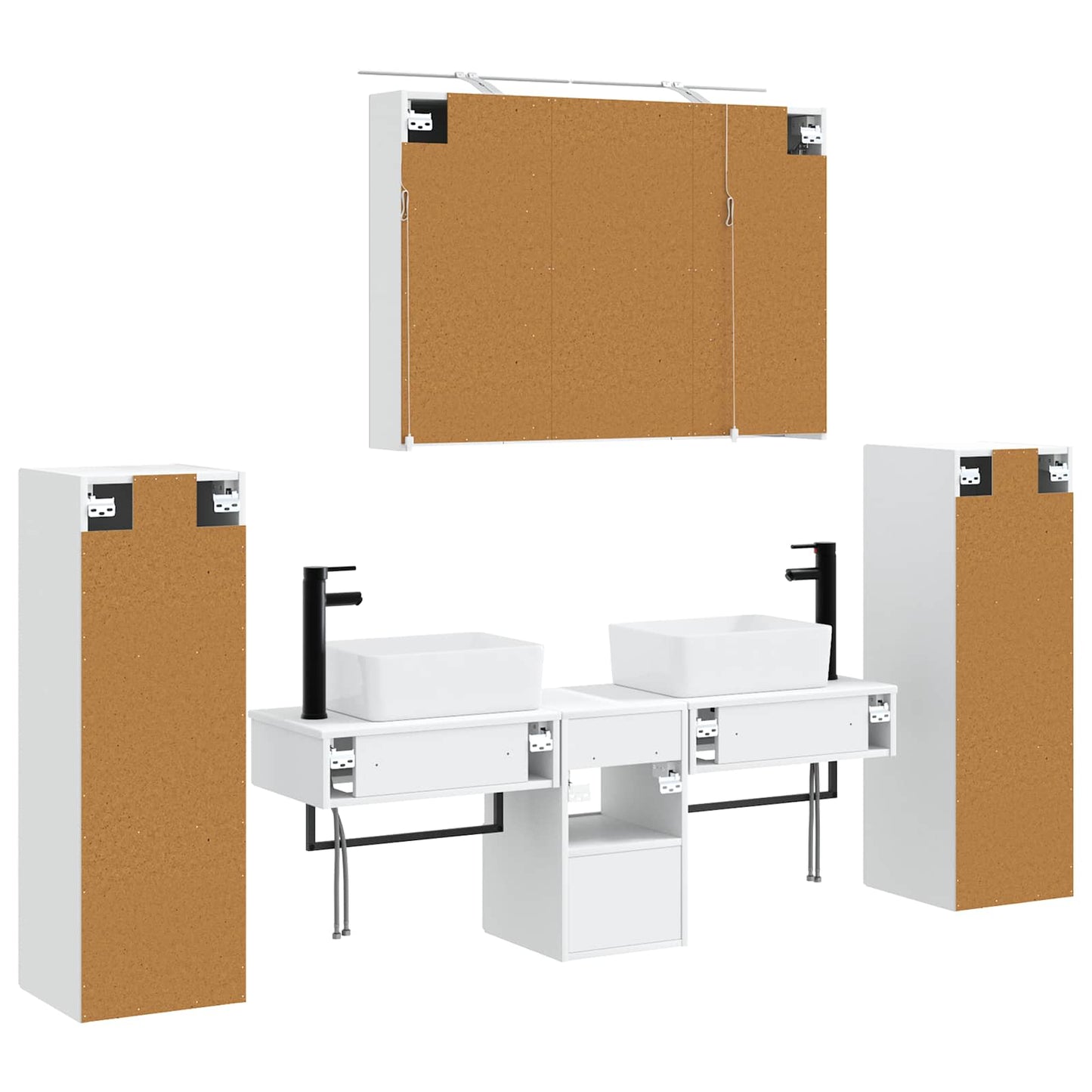 vidaXL Bathroom Furniture Set 6 pcs White Engineered Wood and Glass