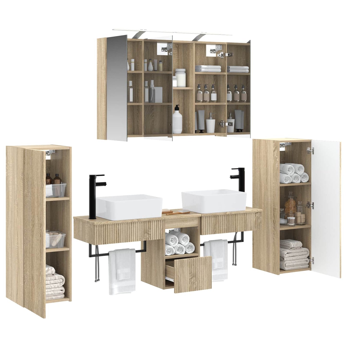 vidaXL Bathroom Furniture Set 6 pcs Sonoma Oak