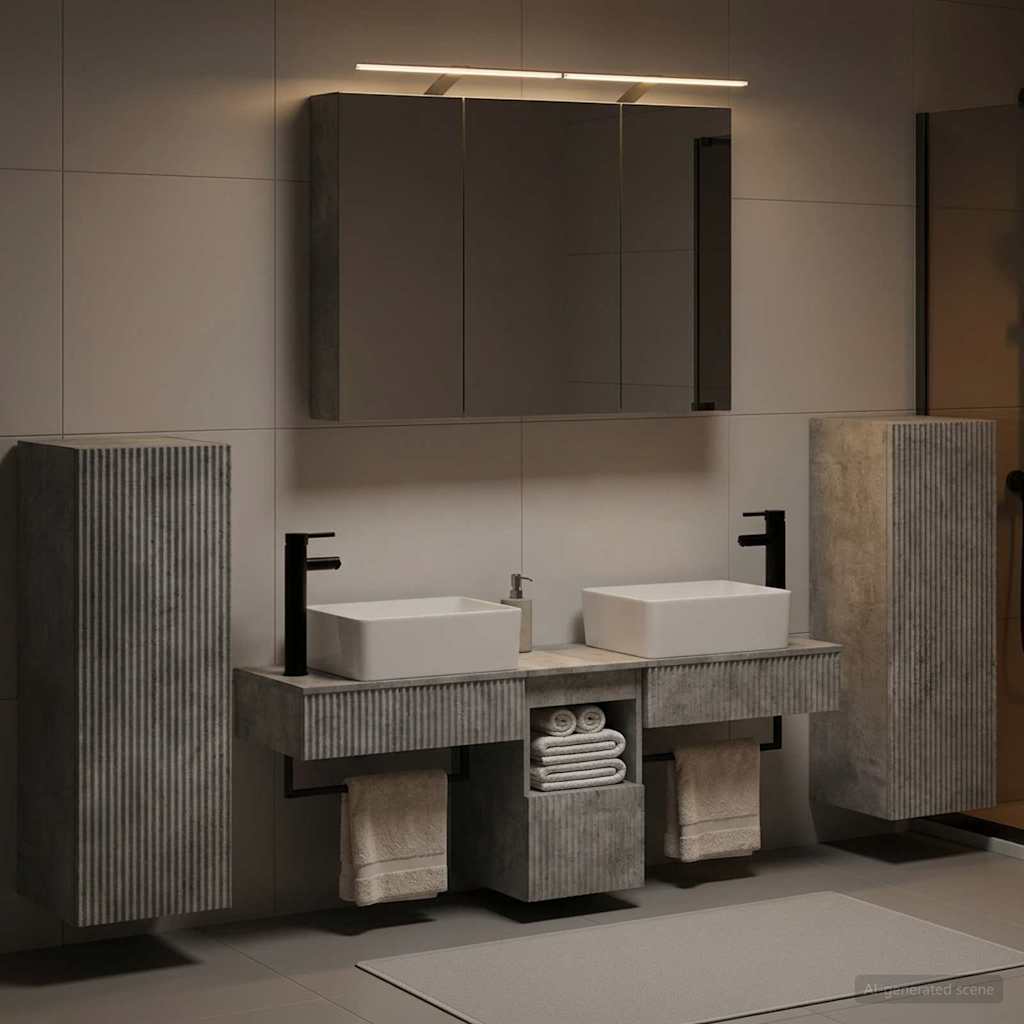 vidaXL Bathroom Furniture Set 6 pcs Concrete Grey