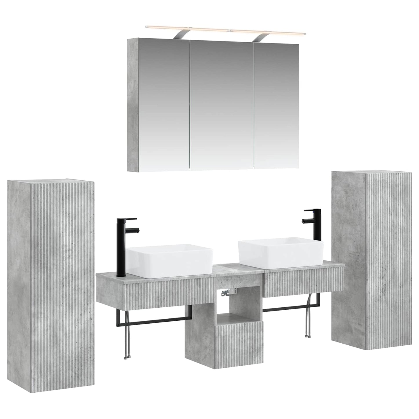 vidaXL Bathroom Furniture Set 6 pcs Concrete Grey