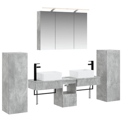vidaXL Bathroom Furniture Set 6 pcs Concrete Grey