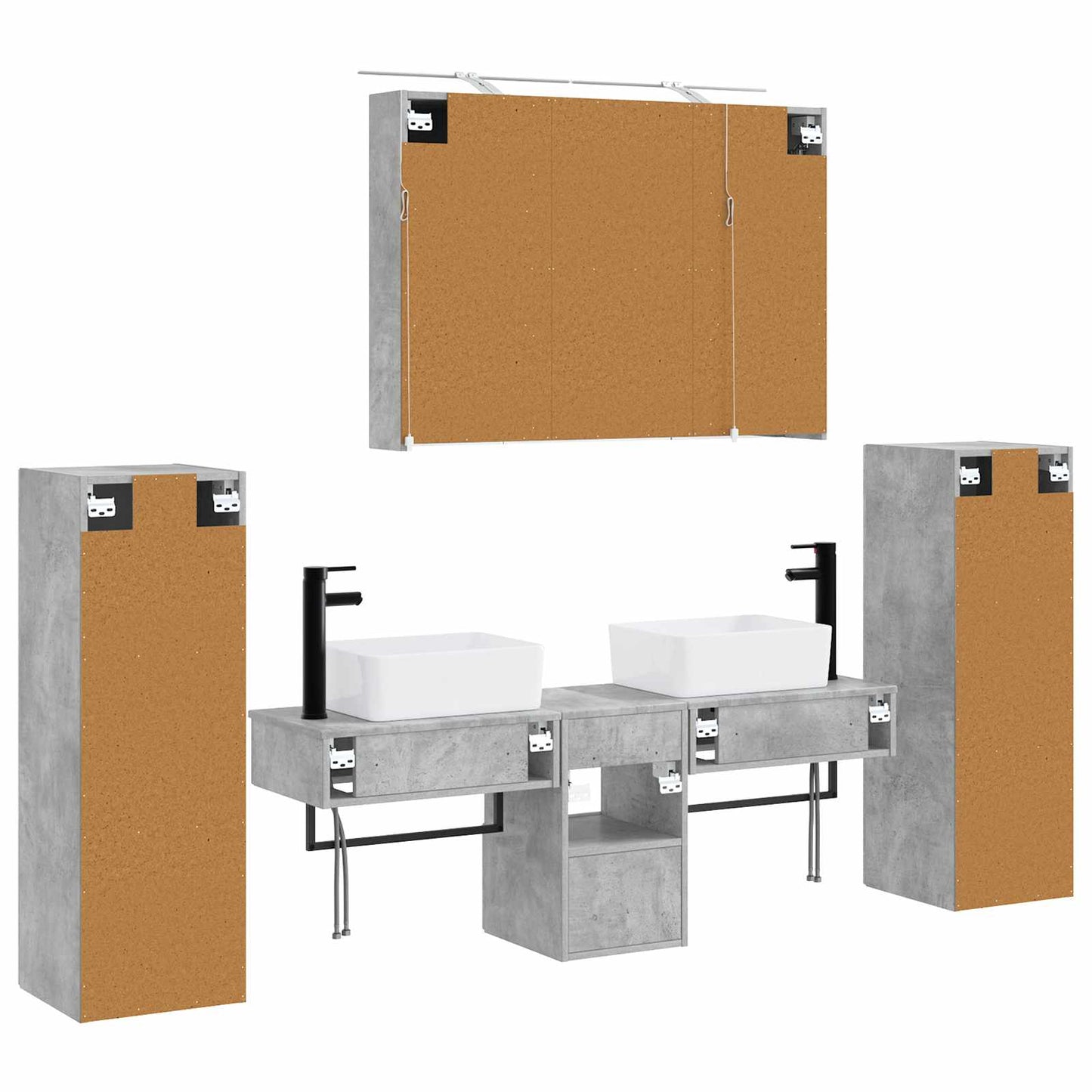 vidaXL Bathroom Furniture Set 6 pcs Concrete Grey