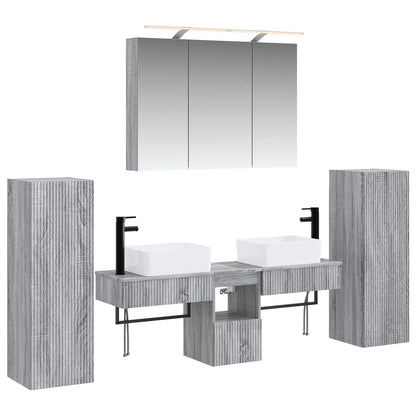 vidaXL Bathroom Furniture Set 6 pcs Grey Sonoma