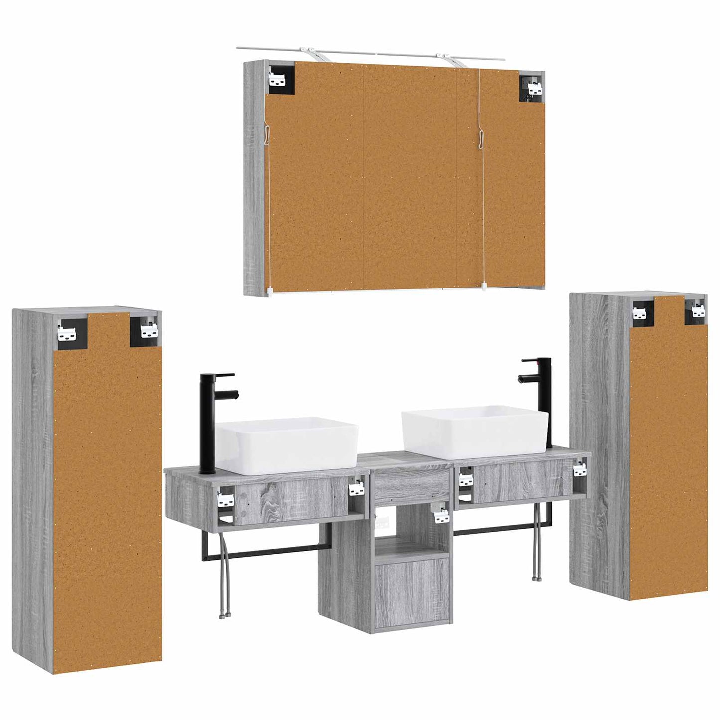 vidaXL Bathroom Furniture Set 6 pcs Grey Sonoma