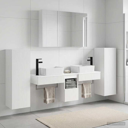 vidaXL Bathroom Furniture Set 6 pcs White Engineered Wood and Glass