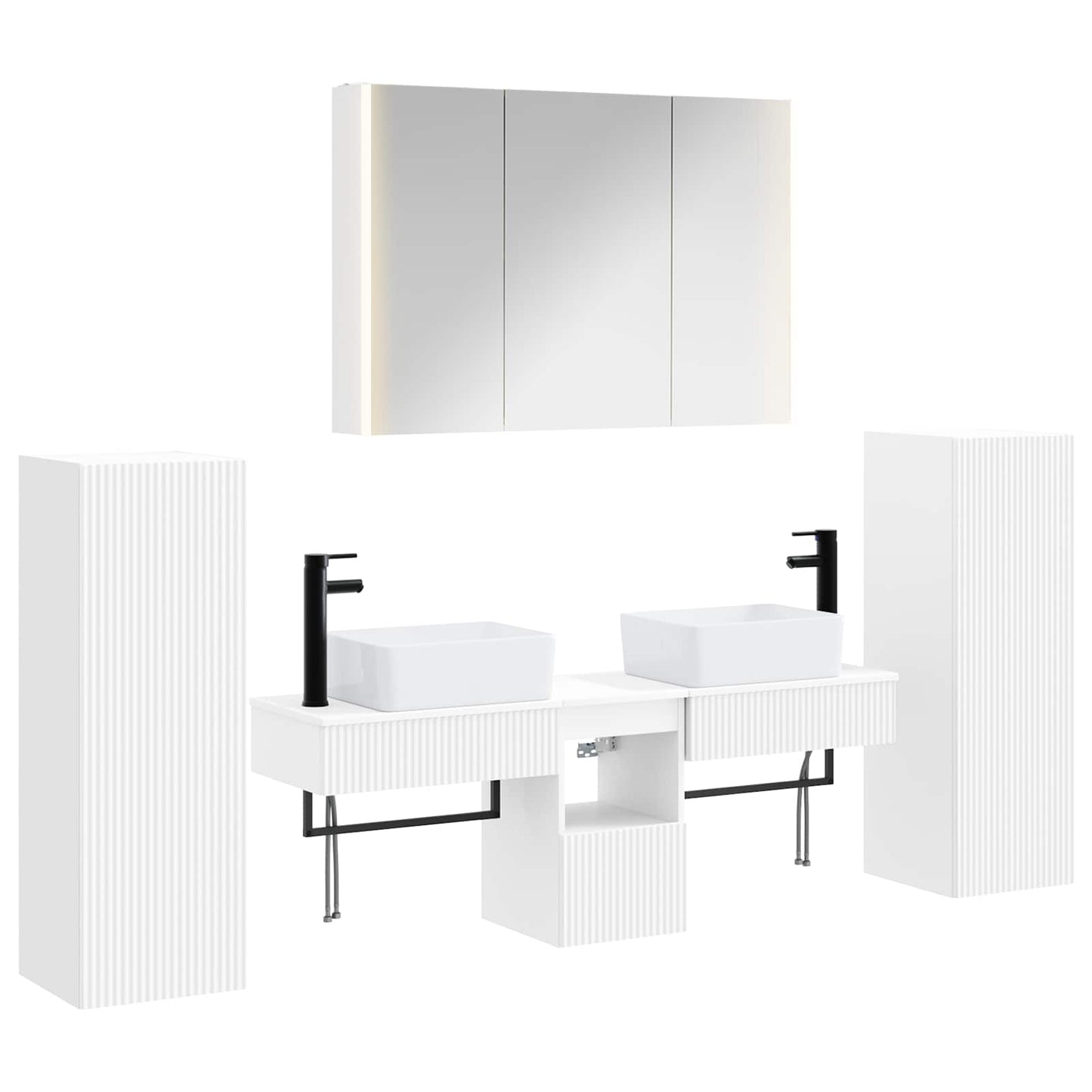 vidaXL Bathroom Furniture Set 6 pcs White Engineered Wood and Glass