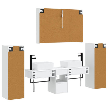 vidaXL Bathroom Furniture Set 6 pcs White Engineered Wood and Glass