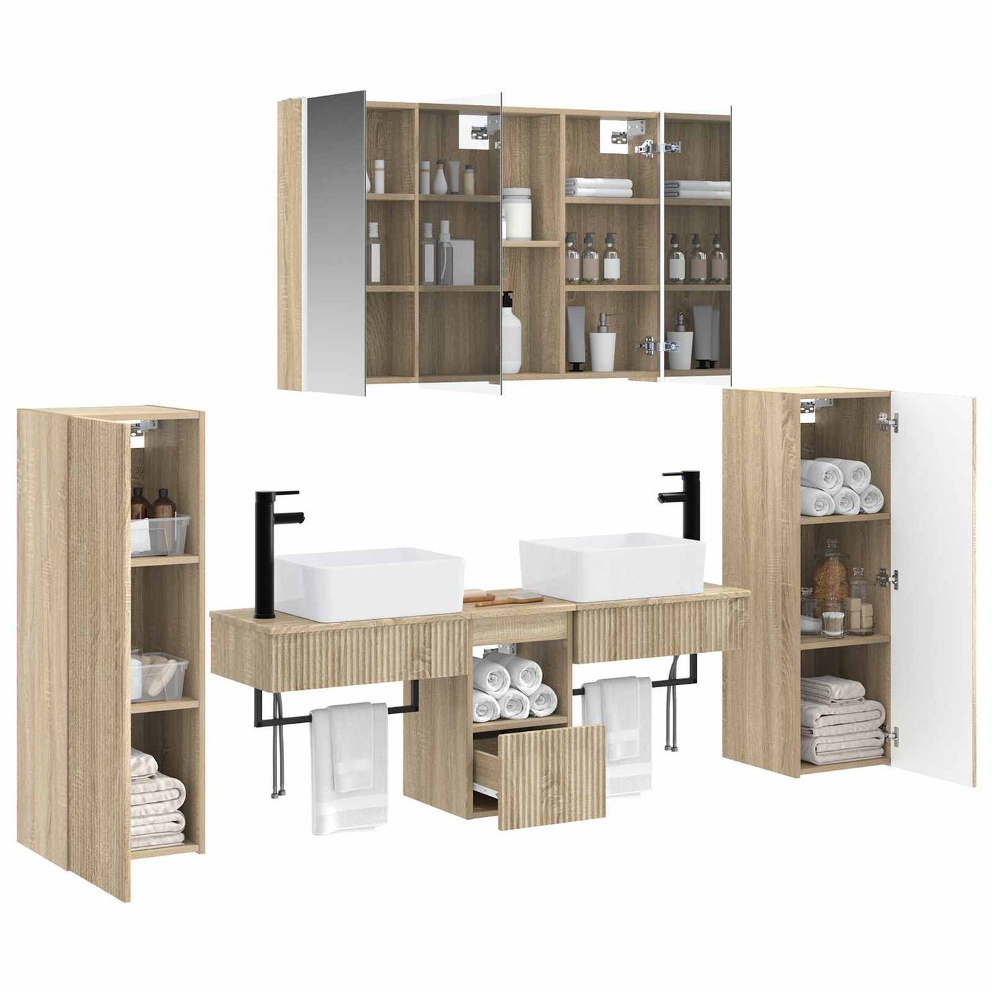 vidaXL Bathroom Furniture Set 6 pcs Sonoma Oak