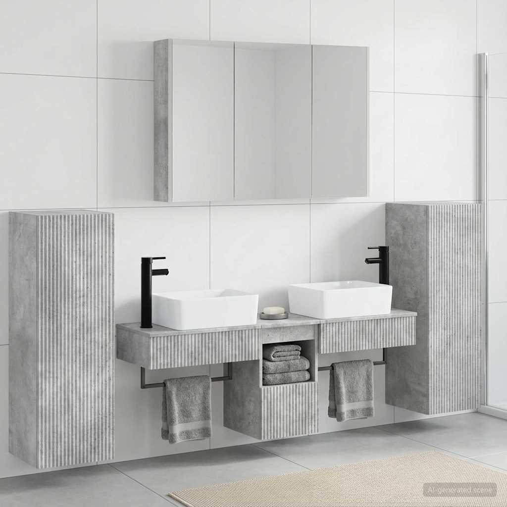 vidaXL Bathroom Furniture Set 6 pcs Concrete Grey