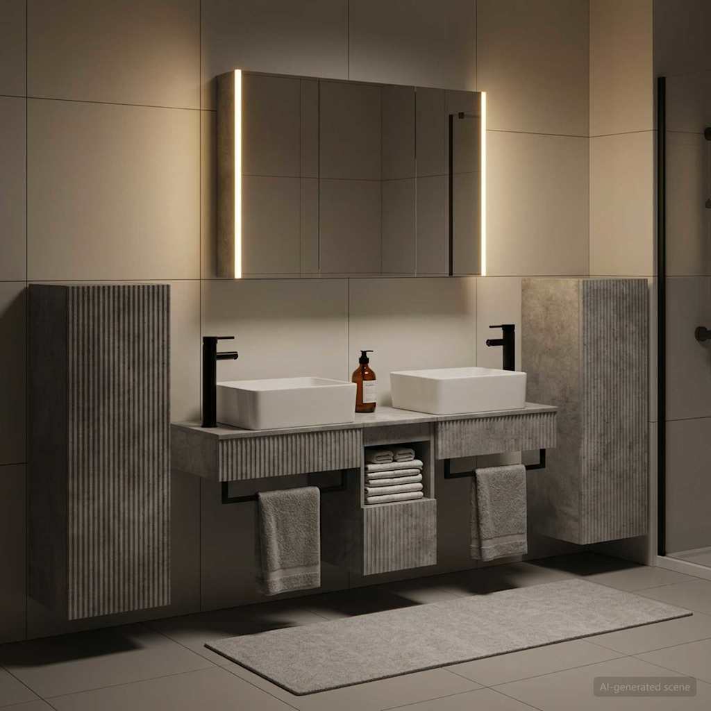 vidaXL Bathroom Furniture Set 6 pcs Concrete Grey