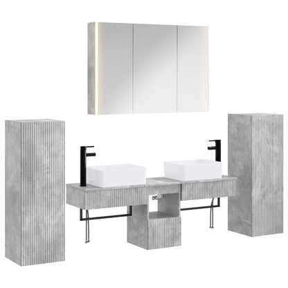 vidaXL Bathroom Furniture Set 6 pcs Concrete Grey