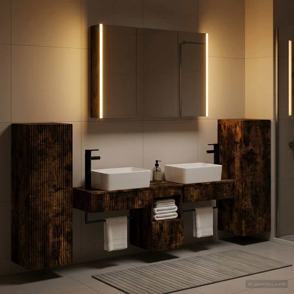vidaXL Bathroom Furniture Set 6 pcs Smoked Oak