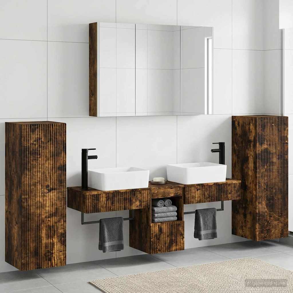 vidaXL Bathroom Furniture Set 6 pcs Smoked Oak
