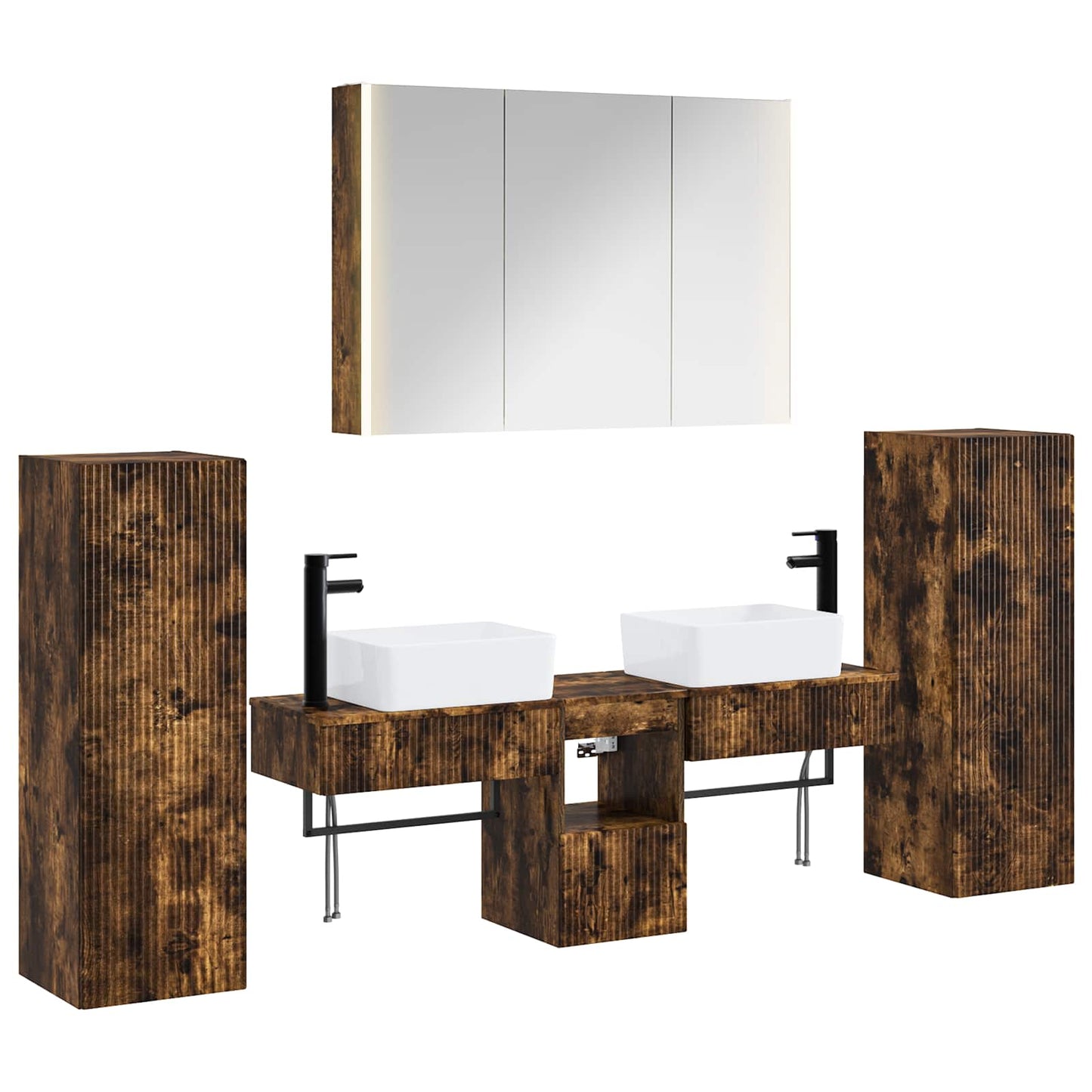vidaXL Bathroom Furniture Set 6 pcs Smoked Oak