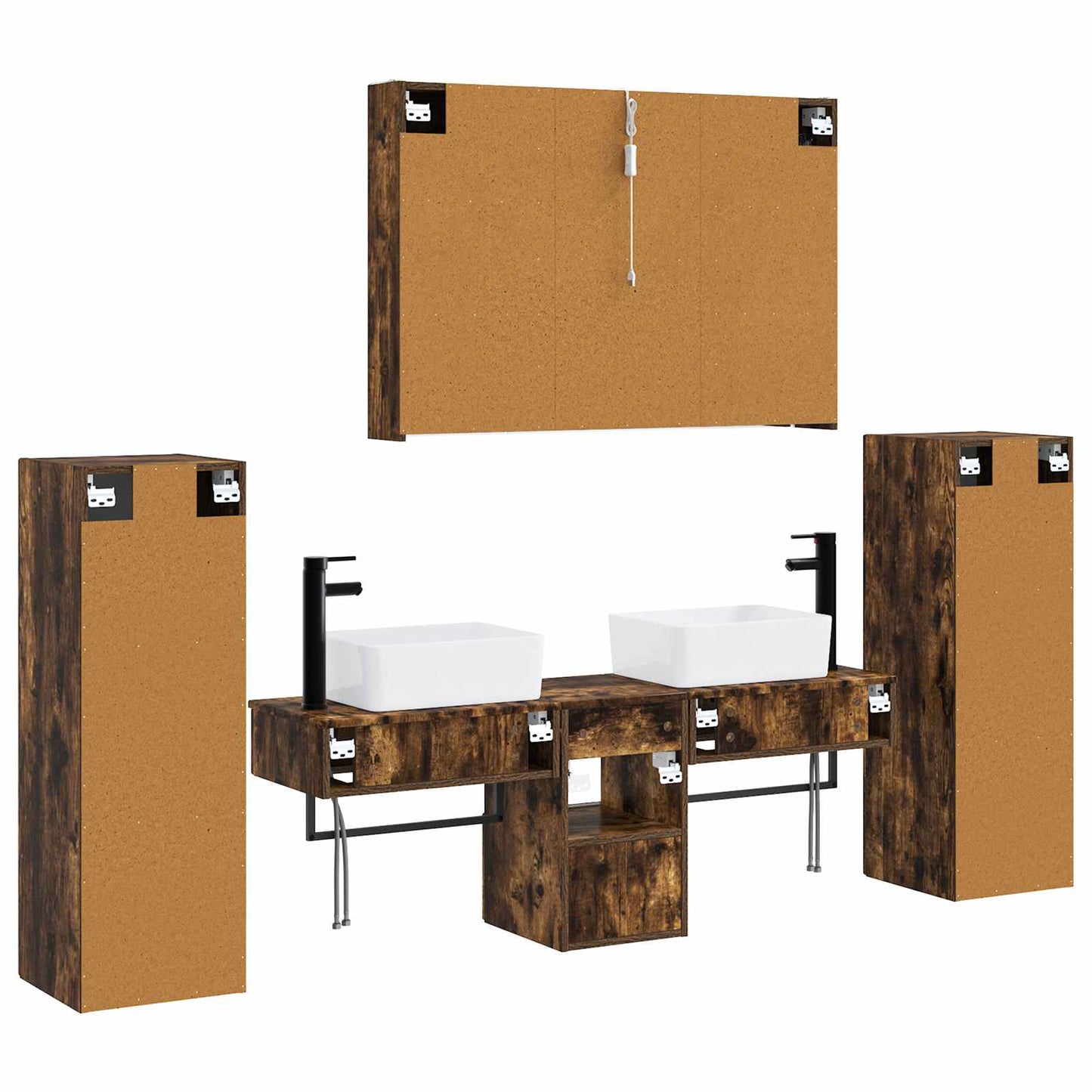 vidaXL Bathroom Furniture Set 6 pcs Smoked Oak