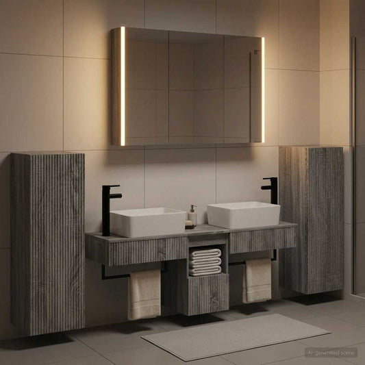 vidaXL Bathroom Furniture Set 6 pcs Grey Sonoma