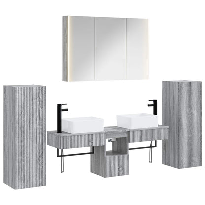 vidaXL Bathroom Furniture Set 6 pcs Grey Sonoma