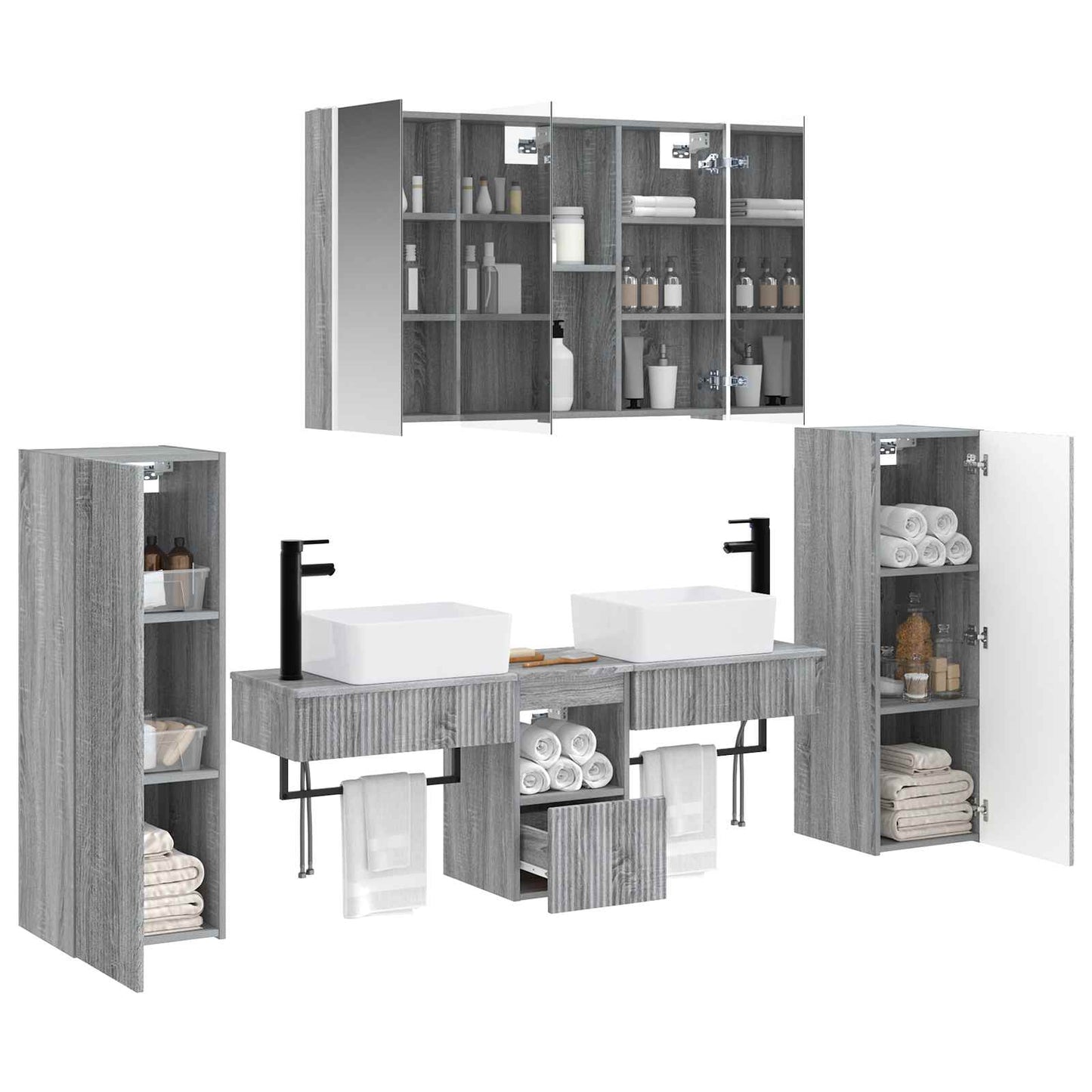 vidaXL Bathroom Furniture Set 6 pcs Grey Sonoma