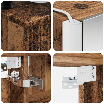 vidaXL Bathroom Furniture Set 6 pcs Old Wood Engineered Wood and Glass