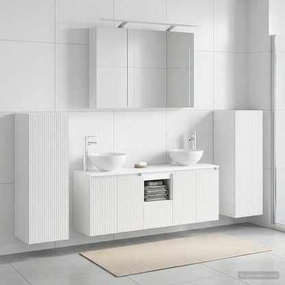 vidaXL Bathroom Furniture Set 6 pcs White Engineered Wood and Glass