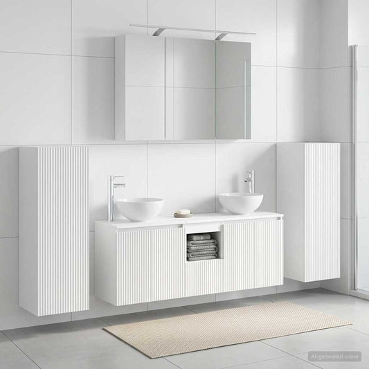 vidaXL Bathroom Furniture Set 6 pcs White Engineered Wood and Glass
