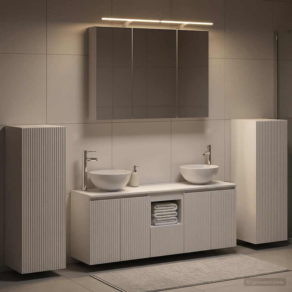 vidaXL Bathroom Furniture Set 6 pcs White Engineered Wood and Glass