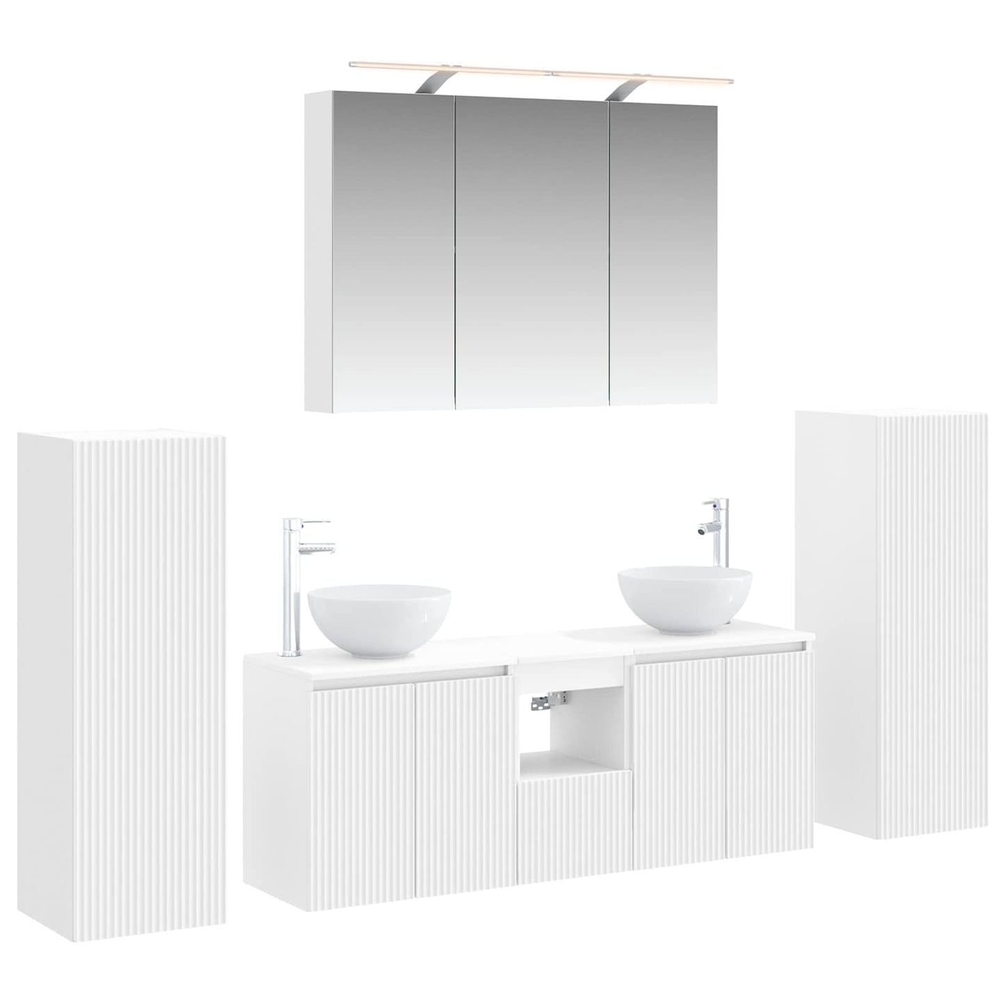 vidaXL Bathroom Furniture Set 6 pcs White Engineered Wood and Glass