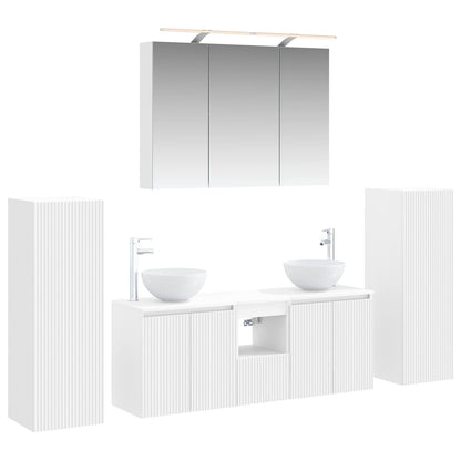 vidaXL Bathroom Furniture Set 6 pcs White Engineered Wood and Glass