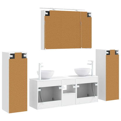 vidaXL Bathroom Furniture Set 6 pcs White Engineered Wood and Glass