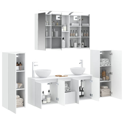 vidaXL Bathroom Furniture Set 6 pcs White Engineered Wood and Glass