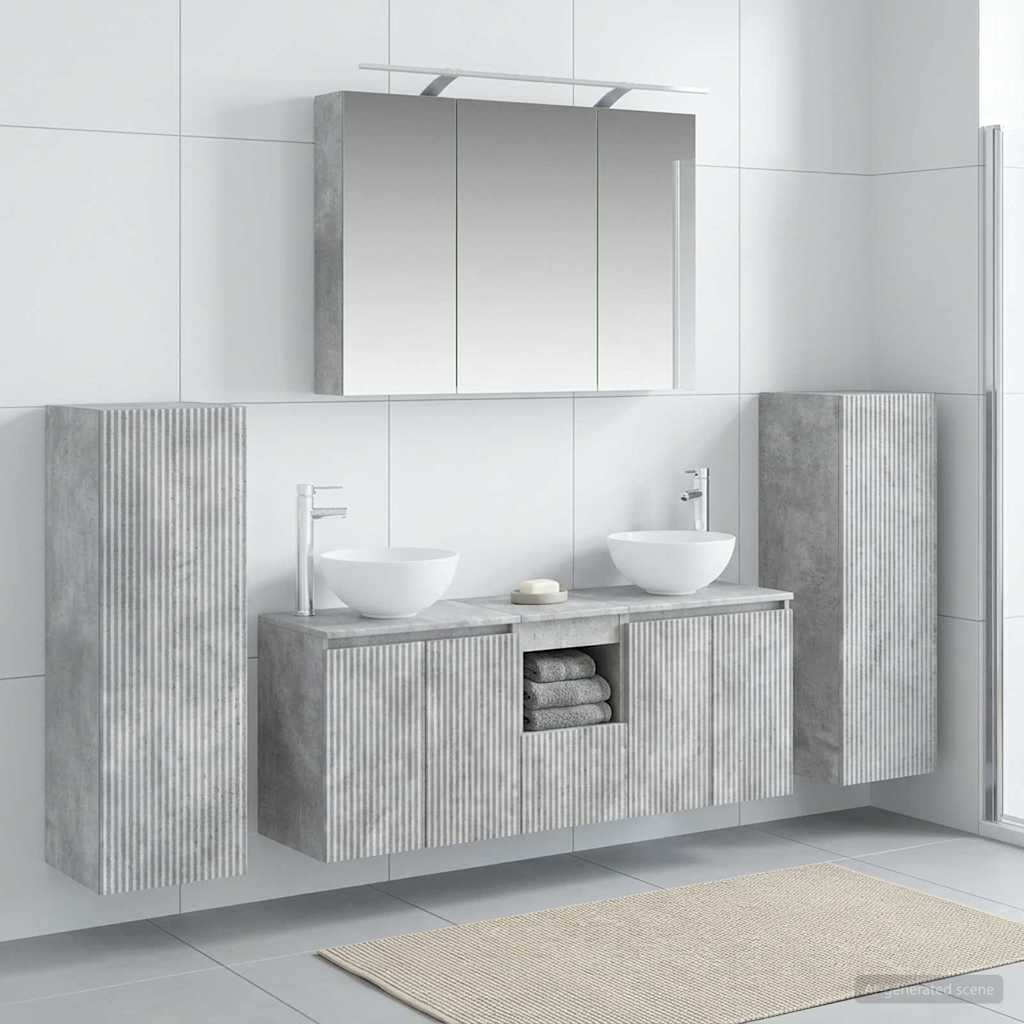 vidaXL Bathroom Furniture Set 6 pcs Concrete Grey