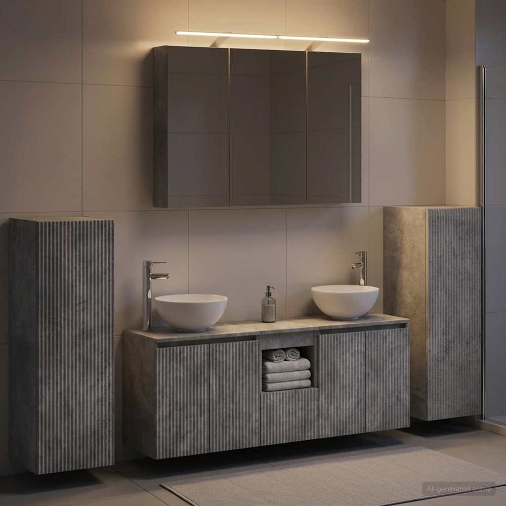 vidaXL Bathroom Furniture Set 6 pcs Concrete Grey