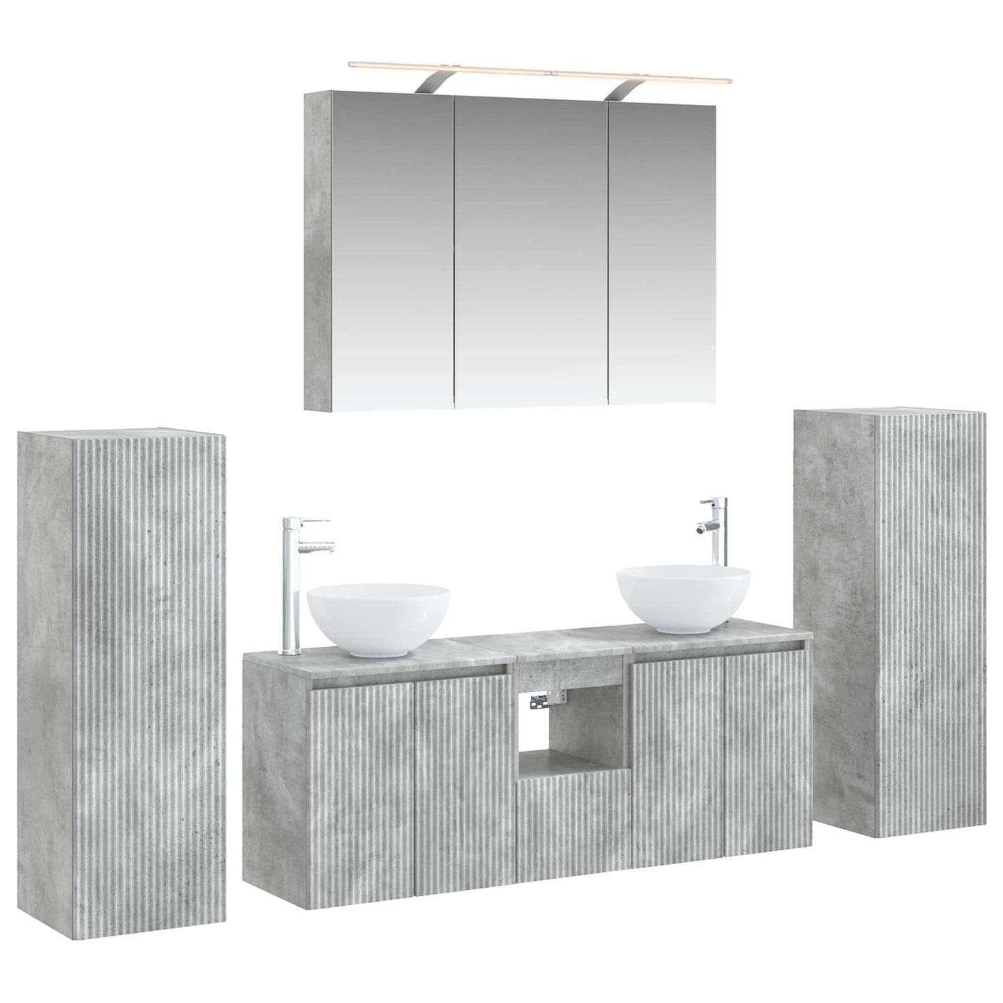 vidaXL Bathroom Furniture Set 6 pcs Concrete Grey