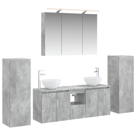 vidaXL Bathroom Furniture Set 6 pcs Concrete Grey