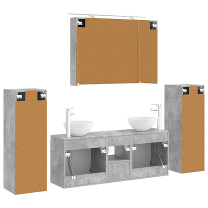 vidaXL Bathroom Furniture Set 6 pcs Concrete Grey