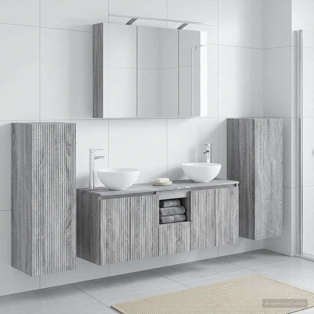 vidaXL Bathroom Furniture Set 6 pcs Grey Sonoma