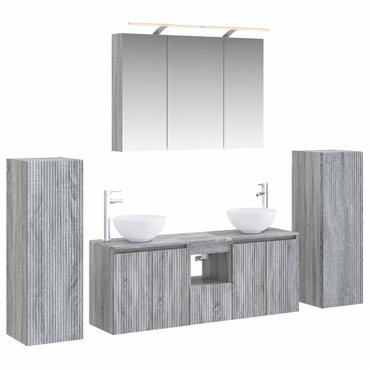 vidaXL Bathroom Furniture Set 6 pcs Grey Sonoma
